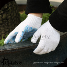 SRSAFETY Polycotton PVC Handschuhe mit blauen Punkten auf einer Seite gestrickt